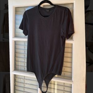 Theory Black T Shirt Thong Bodysuit